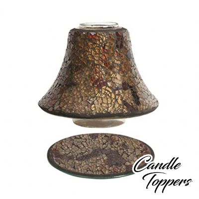Photo of Amber Crackle effect Jar Candle Shade & Plate Set