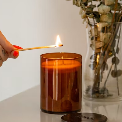 Lighting a jar candle